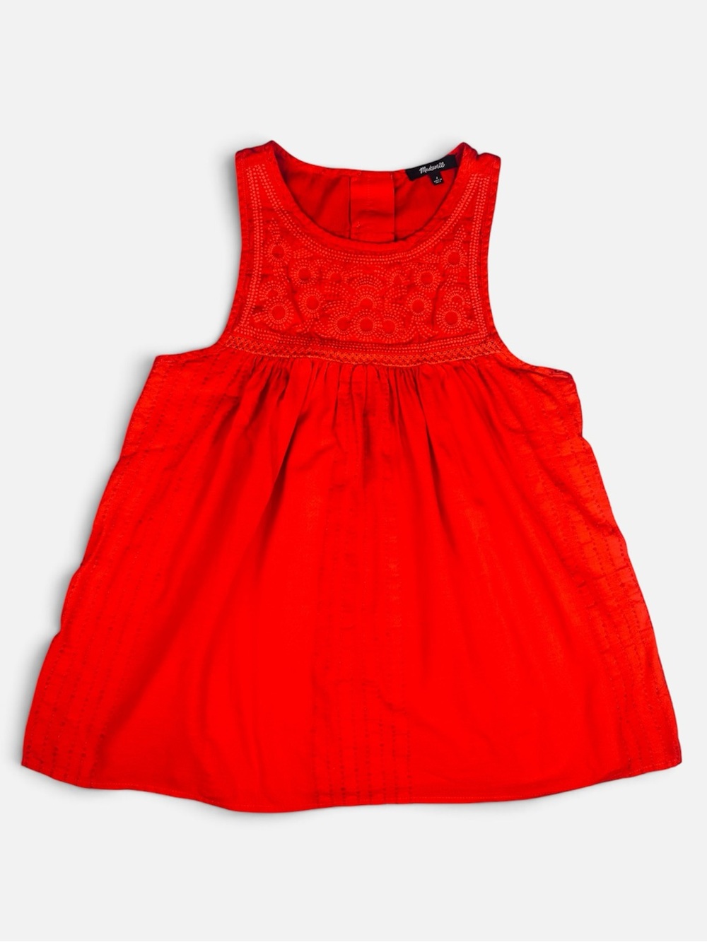 Madewell Orange Embroidered Crochet Swing Top Women's Size 2 Boho Sleeveless